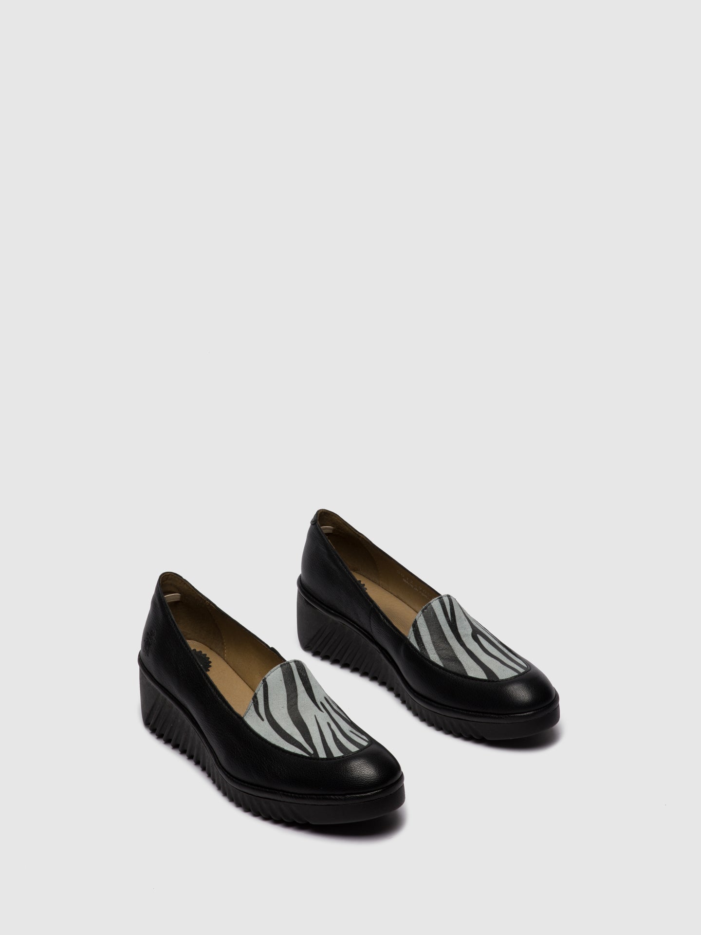 Fly London Loafers Shoes LUAN239FLY MOUSSE/ZEBRA BLACK/OFFWHITE